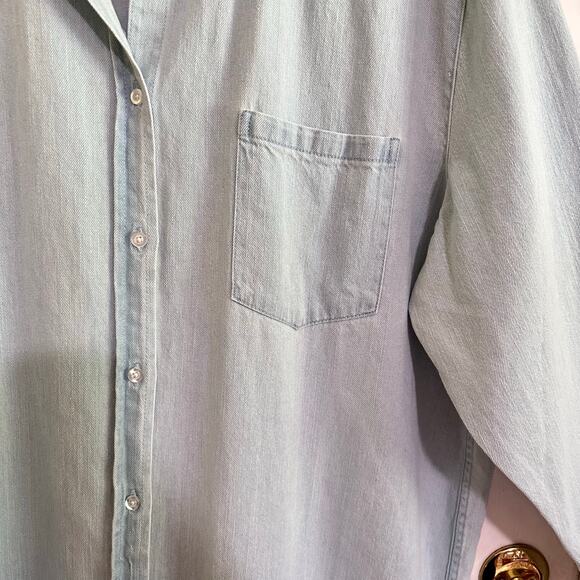 Quince Distressed Denim Shirt Dress.Size XL Light Chambray Blue - Picture 7 of 8